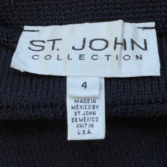 St. John Collection Santana Knit Wide Leg Hight Waist Black Wool Pants Size 4 - Picture 3 of 14